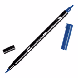 Tombow 56559 Dual Brush Pen Art Marker 528 - Navy Blue 1-Pack. Blendable Brush and Fine Tip Marker