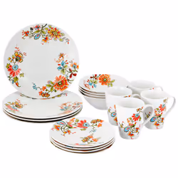Gibson Home Doraville Round Dinnerware Set Service for 4 16 Piece WhiteSpecks