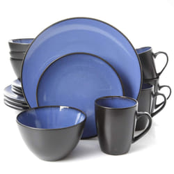 gibson Soho Lounge Round 16pc Dinnerware Set  Blue