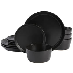 gibson Soho Lounge Sofia coupe Dinnerware Set, Service for 4 (12pcs), Black