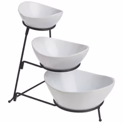 Gibson Elite Gracious Dining Dinnerware 3-Tier Oval Bowl White