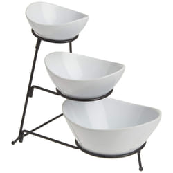Gibson Elite Gracious Dining Dinnerware  3-Tier Oval Bowl  White