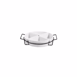 Gibson Elite Gracious Dining Dinnerware  4Section Tray Set with Metal Rack  White