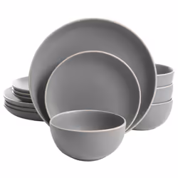 Gibson Home Rockaway 12Piece Dinnerware Set Service for 4 Grey Matte