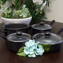 Gibson Home Casselman 7 Piece Cookware Set in Black with Bakelite Handle