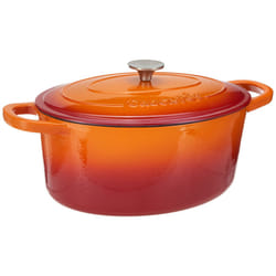 Crock Pot Artisan Oval Enameled Cast Iron Dutch Oven  7-Quart  Sunset Orange