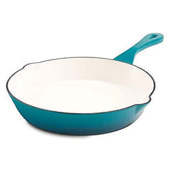 Crock Pot Artisan 10 Inch Enameled Cast Iron Round Skillet  Teal Ombre