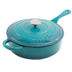 Crock Pot Artisan 3.5 Quart Enameled Cast Iron Deep Saut? Pan  Teal Ombre
