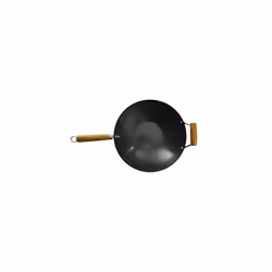 Kenmore Hammond Flat Bottom Carbon Steel Wok  14-Inch  Black