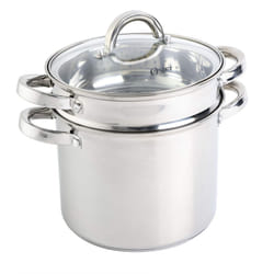 Oster Sangerfield Stainless Steel Cookware 5-Quart Pasta Pot Set w/Steamer  Basket & Lid