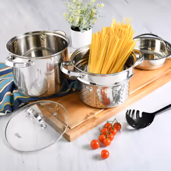 Oster Sangerfield Stainless Steel Cookware 5-Quart Pasta Pot Set w/Steamer  Basket & Lid