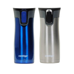 Contigo West Loop Stainless Steel Vacuum-Insulated Travel Mug with Spill-Proof Lid  16 Ounces  Monaco; Stainless Steel  2-Pack