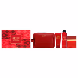 Guess Seductive Red by Guess for Men - 4 Pc Gift Set 3.4oz EDT Spray  6oz Body Spray  3.4oz Shower Gel  Pouch