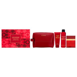 Guess Seductive Red by Guess for Men - 4 Pc Gift Set 3.4oz EDT Spray  6oz Body Spray  3.4oz Shower Gel  Pouch