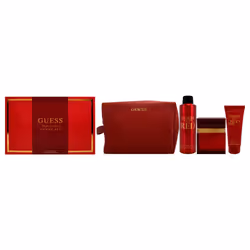 Guess Seductive Red by Guess for Men - 4 Pc Gift Set 3.4oz EDT Spray  6oz Body Spray  3.4oz Shower Gel  Pouch
