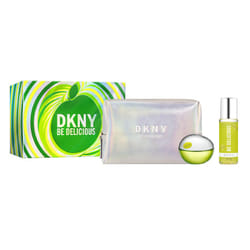 DKNY Be Delicious Eau de Parfum 3 Piece Gift Set For Women - Perfume Spray 3.4 Fl. Oz.  Fragrance Mist 4.2 Fl. Oz.  & Pouch