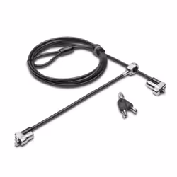 Kensington N17 Keyed Dual Head Laptop Lock for Wedge-Shaped Slots — Master Keyed, Key, Carbon steel, Black, Stainless steel