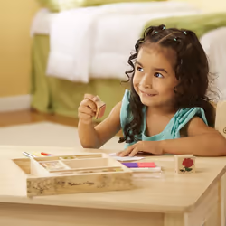 Melissa & Doug Wooden Stamp Set: Friendship (9 Stamps, 5 Colored Pencils, and 2-Color Stamp Pad)