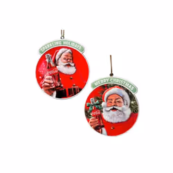 Coca-Cola 875768 Coca-Cola 3-D Printed Santa Christmas Round Ornaments Pack