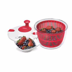 Cuisinart Large Salad Spinner- Wash  Spin & Dry Salad Greens  Fruits & Vegetables  5qt  CTG-00-SASR Red
