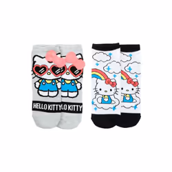 Hello Kitty 877188 Women Rainbows & Shades No Show Socks - Pack of 2