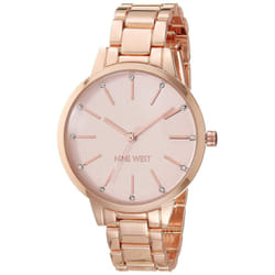 Nine West Women's Japanese Quartz Dress Watch with Metal Strap  Rose G