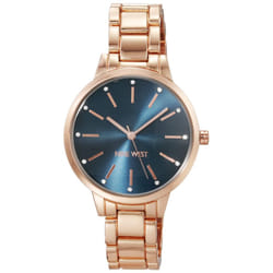 Nine West Women Japanese Quartz Dress Watch with Metal Strap  Rose Gol