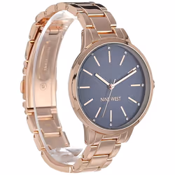 Nine West Women Japanese Quartz Dress Watch with Metal Strap  Rose Gol