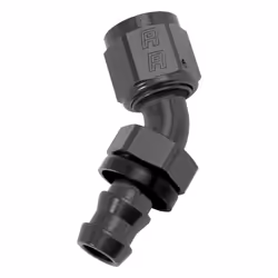 HOSE END TWIST LOK 45 DEg -6 BLK ANODIZED