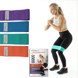 THERABAND Glute Band Loops  Fabric Exercise Bands for Home or Travel  Designed for Glute and Lower Body Strength  Set of 4 Loop Bands with Increasing