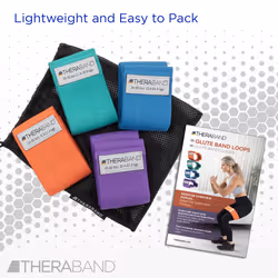 THERABAND Glute Band Loops  Fabric Exercise Bands for Home or Travel  Designed for Glute and Lower Body Strength  Set of 4 Loop Bands with Increasing