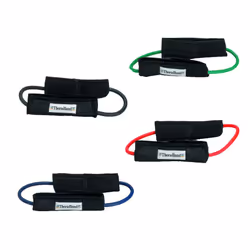 THERABAND Resistance Tubes  Professional Latex Elastic Tubing For Physical Therapy  Lower Pilates  At-Home Workouts  and Rehab  12 Inch With Padded Cu