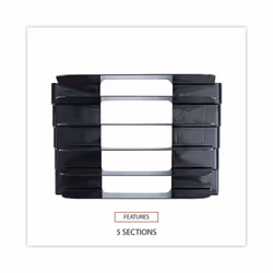 Universal 08105 Large Incline Sorter  Five Sections  Plastic  13 1/4 x 9 x 9  Black