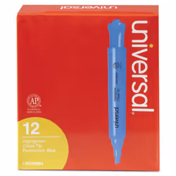 Universal 08864 Desk Highlighter Chisel Tip Fluorescent Blue Dozen