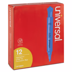 Universal 08864 Desk Highlighter  Chisel Tip  Fluorescent Blue  Dozen