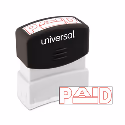 Universal UNV10062 Pre-Inked One-Color PAID Message Stamp - Red