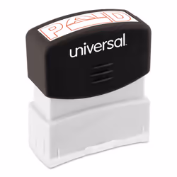 Universal UNV10062 Pre-Inked One-Color PAID Message Stamp - Red
