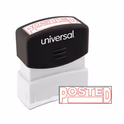 Universal UNV10065 POSTED Pre-Inked One-Color Message Stamp - Red