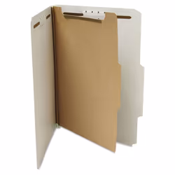 Universal 10252 Pressboard Classification Folder  Letter  Four-Section  Gray  10/Box