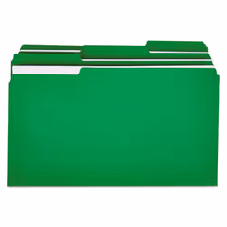 Universal 10522 File Folders  1/3 Cut One-Ply Tab  Legal  Bright Green/Light Green  100/Box