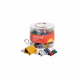 Universal Binder Clips with Storage Tub  Large  Black/Silver  12/Pack