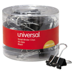 Universal 11140 Small Binder Clips  3/8-Inch Capacity  3/4-Inch Wide  Black  40/Pack