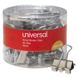 Universal 11240 Small Binder Clips  3/8-Inch Capacity  3/4-Inch Wide  Silver  40/Pack