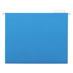 Universal 14116 Hanging File Folders  1/5 Tab  11 Point Stock  Letter  Blue  25/Box