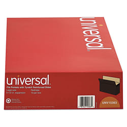 Universal 15363 5 1/4 Inch Expansion File Pockets  Straight  Legal  Redrope/Manila Box of 10