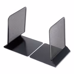 Universal UNV20025 5.38 in. x 5.38 in. x 6.75 in. Nonskid Metal Mesh Bookends - Black (1-Pair)