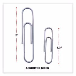 Universal UNV21001 Plastic-Coated Paper Clips - Assorted Sizes Silver (1000/Pack)