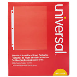 Universal 21121 Standard Sheet Protector  Standard  8 1/2 x 11  Clear  100/Box