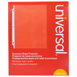 Universal 21123 Standard Sheet Protector Economy 8 1/2 x 11 Clear 200/Box