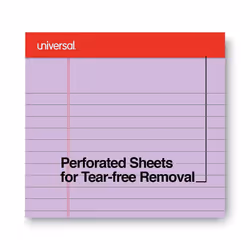 Universal UNV35878 8.5 in. x 11.75 in. 50 Sheets Wide/Legal Rule Colored Perforated Ruled Writing Pads - Assorted (6/Pack)